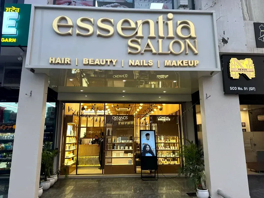 Essentia Salon entrance and signage